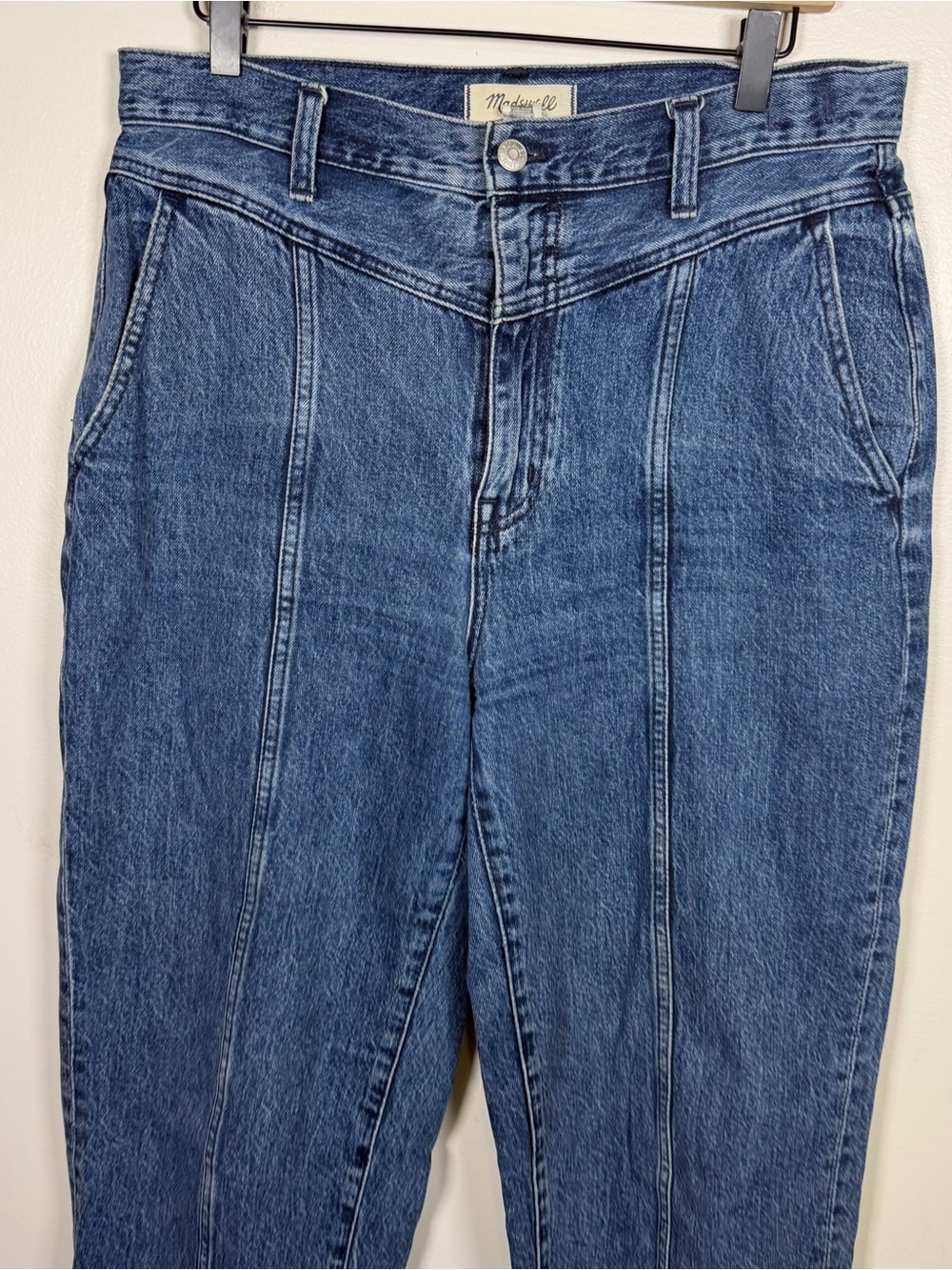 Madewell Balloon Jeans Size 29 Barrel Wide Leg Seamed Denim Blue Casual Boho - Picture 3 of 8